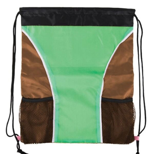 Dual Color Drawstring Bag w/ Two Water Bottle Holder