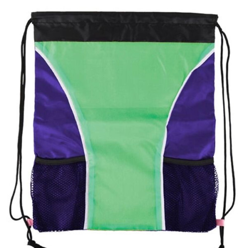 Dual Color Drawstring Bag w/ Two Water Bottle Holder