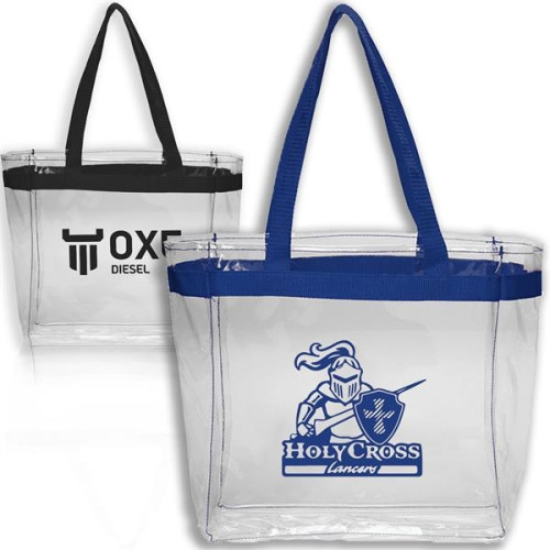 Clear Plastic Tote Bag w/ Colored Handles