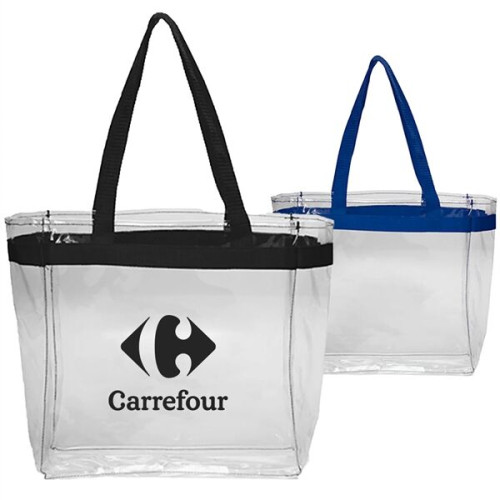 Clear Plastic Tote Bag w/ Colored Handles