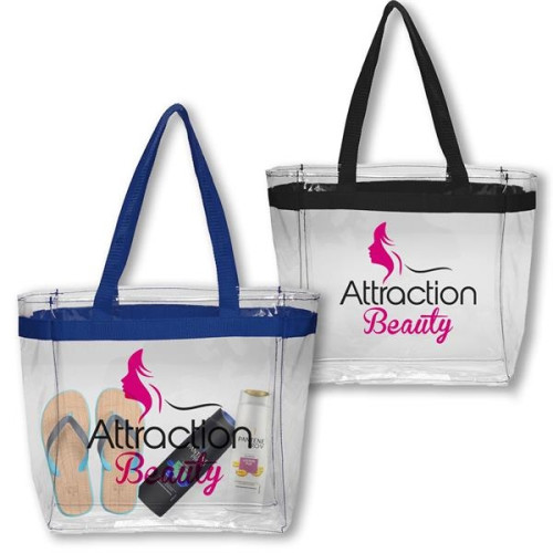 Clear Plastic Tote Bag w/ Colored Handles