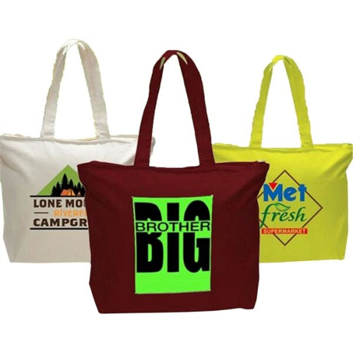 12 oz. Zipper Cotton Canvas Tote Bag (20" x 15")