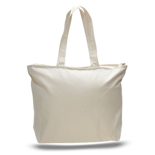 12 oz. Zipper Cotton Canvas Tote Bag (20" x 15")