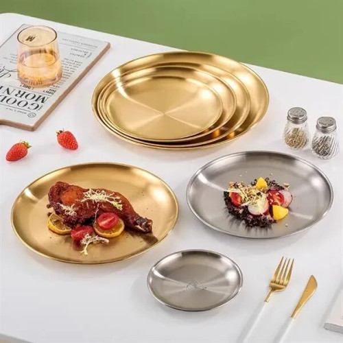 Stainless Steel Round Dishes Dinnerware Plate