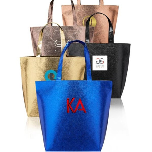 Luxurious Metallic Non-Woven Shopping Tote Bag (15.5"x13.5")