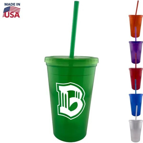 USA Made 16 oz Travel Mugs Tumbler with Lid and Straw