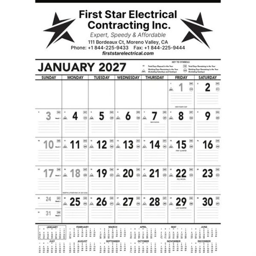 Commercial Contractor Calendar: Black & White 2027
