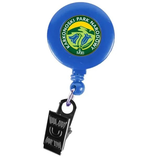Round Retractable Badge Holder w/ Bulldog clip