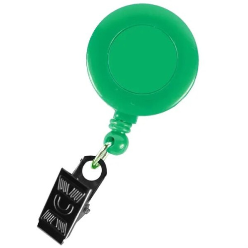 Round Retractable Badge Holder w/ Bulldog clip