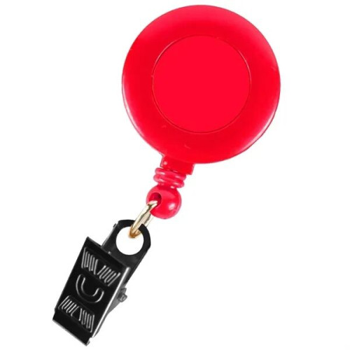 Round Retractable Badge Holder w/ Bulldog clip