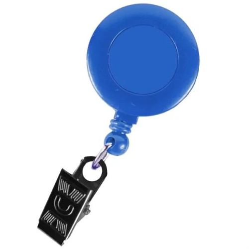 Round Retractable Badge Holder w/ Bulldog clip