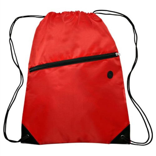 Drawstring Sports Bag w/ Zipper & Earphone Slot (13.5"x18")