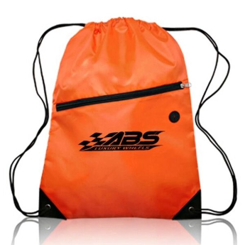 Drawstring Sports Bag w/ Zipper & Earphone Slot (13.5"x18")