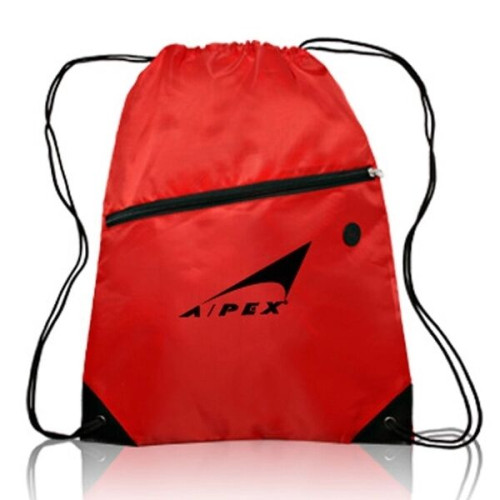 Drawstring Sports Bag w/ Zipper & Earphone Slot (13.5"x18")