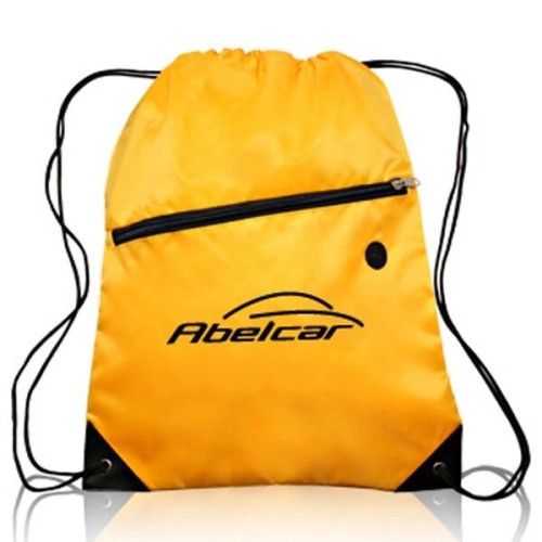 Drawstring Sports Bag w/ Zipper & Earphone Slot (13.5"x18")