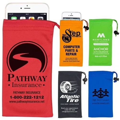 Clean-n-Carry Microfiber Drawstring Pouch For Cell Phones
