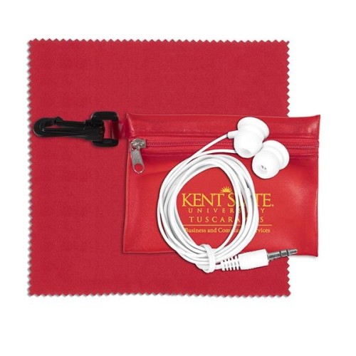 Earbud Tech Kit with Microfiber Cleaning Cloth In Translucen