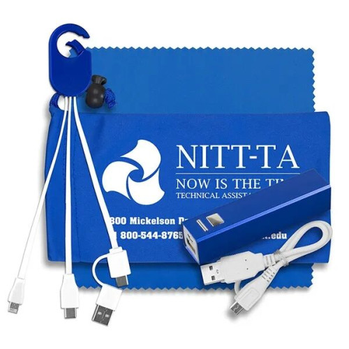 DaySaver Plus Mobile Metal Power Bank Charging Kit in Pouch