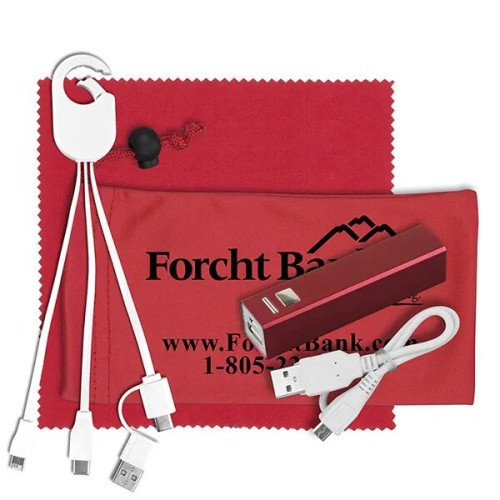 DaySaver Plus Mobile Metal Power Bank Charging Kit in Pouch