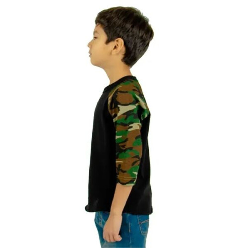 Shaka Wear Youth Three-Quarter Sleeve Camo Raglan T-Shirt