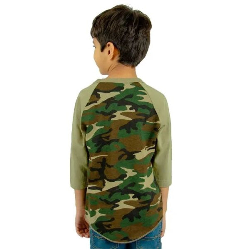 Shaka Wear Youth Three-Quarter Sleeve Camo Raglan T-Shirt