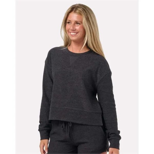 Boxercraft Women's Ribbed Knit Cropped Boxy Crew