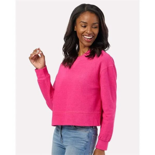 Boxercraft Women's Ribbed Knit Cropped Boxy Crew