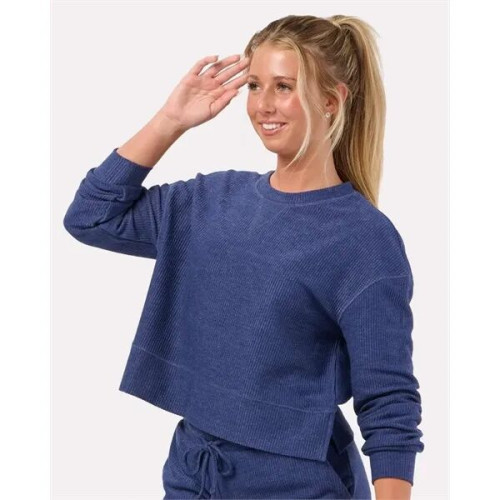 Boxercraft Women's Ribbed Knit Cropped Boxy Crew