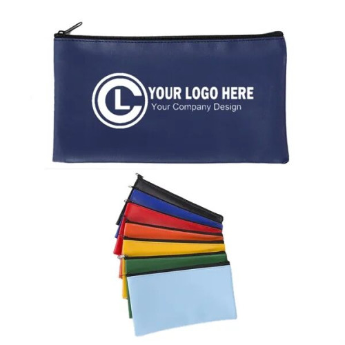 Zipper Leather Bank Deposit Bag