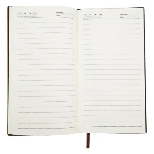 PU Leather A6 Business Notebook With Ribbon Bookmarks