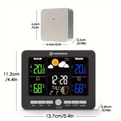 Wireless Digital Weather Station Clock with Colorful Display