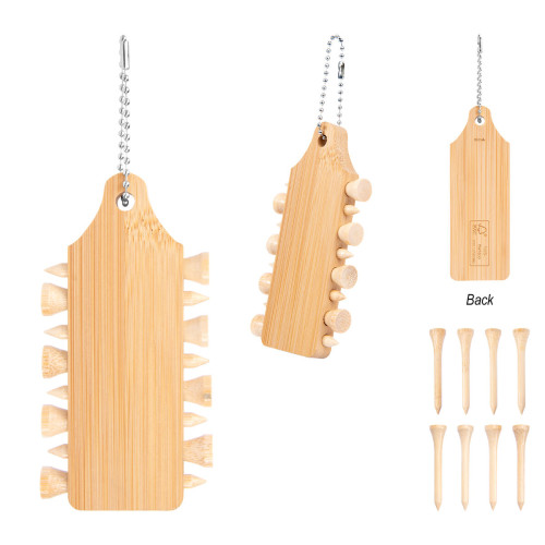 Bamboo Golf Tee Set Keychain
