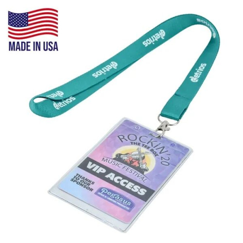 3/4" USA Made Polyester Lanyard w/ ID Badge Holder