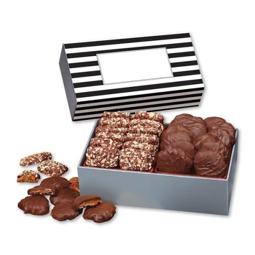 Toffee & Pecan Clusters in Gift Box with Stripes Sleeve