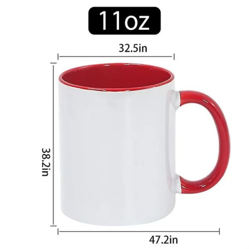 11 oz Inner Color Ceramic Mug with Multicolor Handle