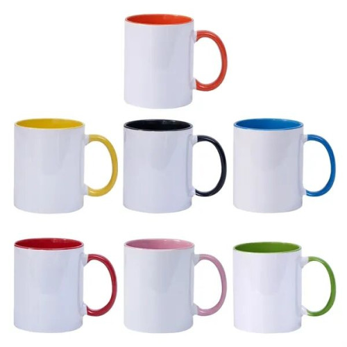 11 oz Inner Color Ceramic Mug with Multicolor Handle