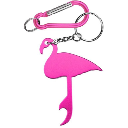 Flamingo Shaped Aluminum Bottle Opener with Carabiner