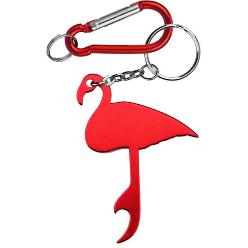 Flamingo Shaped Aluminum Bottle Opener with Carabiner