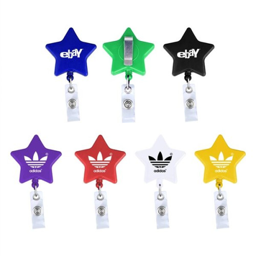 Star shape retractable badge holder