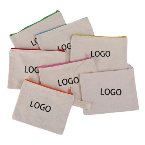 Canvas Zippered Pouch for Stationery and Cosmetics