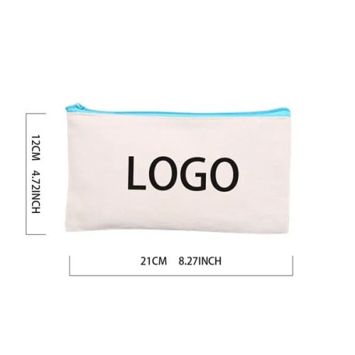 Canvas Zippered Pouch for Stationery and Cosmetics