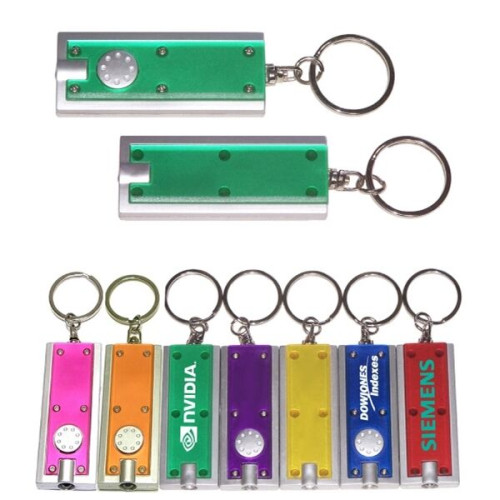 Slim rectangular flashlight swivel keychain