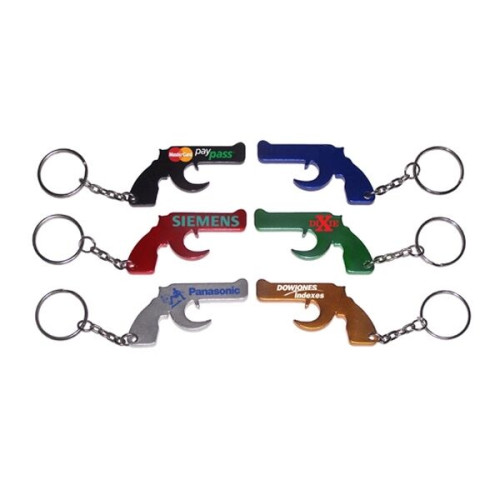 Gun shape bottle opener keychain