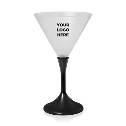 Light Up Martini Glass with Black Stem and Frosted Top - 7oz