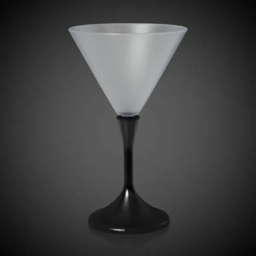 Light Up Martini Glass with Black Stem and Frosted Top - 7oz
