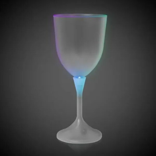 Light Up Frosted Wine Glass with White Stem - 10 Ounce