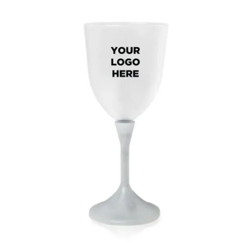 Light Up Frosted Wine Glass with White Stem - 10 Ounce