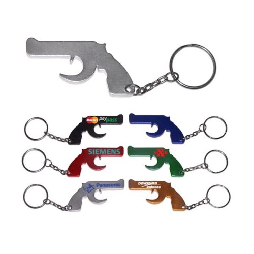 Gun shape bottle opener keychain
