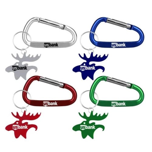 Moose Shape Bottle Opener Key Chain with Carabiner
