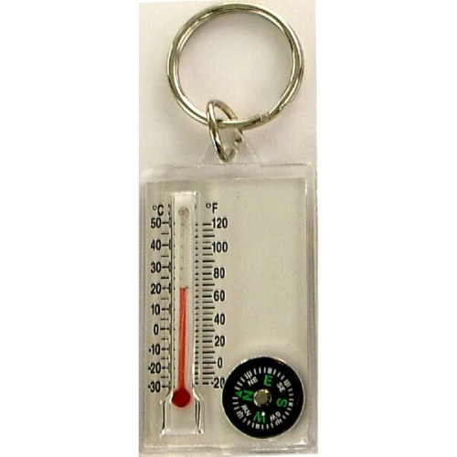 Compass and thermometer keychain